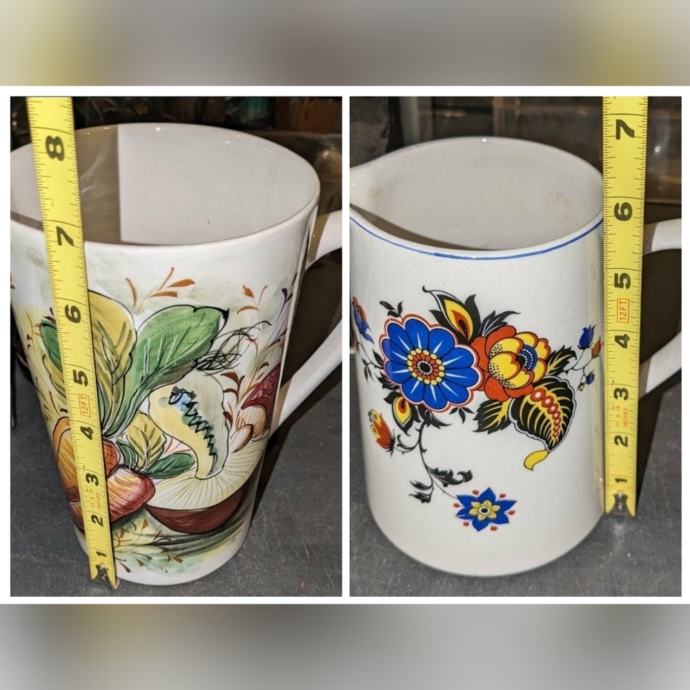 2 Vintage Water Pitchers-Hand Painted Mancioli Of Italy & Lord Nelson of England